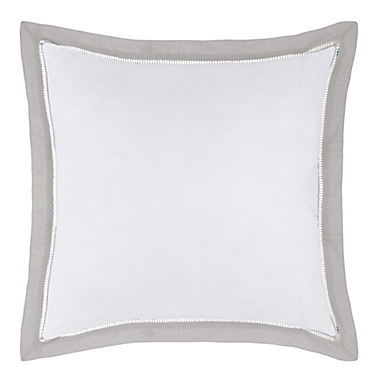 Everhome&trade; Reid Ladder Stitch European Pillow Sham in Grey. View a larger version of this product image.
