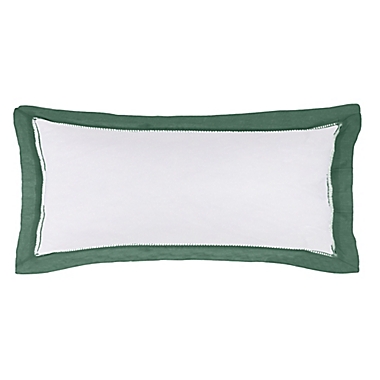 Everhome&trade; Reid Ladder Stitch Lumbar Throw Pillow in Dark Green. View a larger version of this product image.