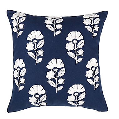 Everhome™ Floral Square Throw Pillow in Navy/White. View a larger version of this product image.
