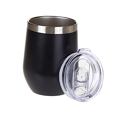 Simply Essential&trade; 12 oz. Stainless Steel Wine Tumbler in Black. View a larger version of this product image.