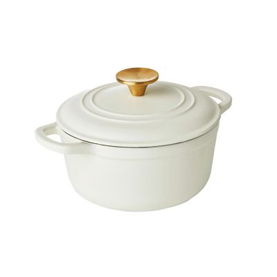 Our Table&trade; 2 qt. Enameled Cast Iron Dutch Oven with Gold Lid Knob in Ivory