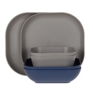 Simply Essential&trade; 6-Piece Eco-Plastic Dinnerware Set in Grey/Blue. View a larger version of this product image.
