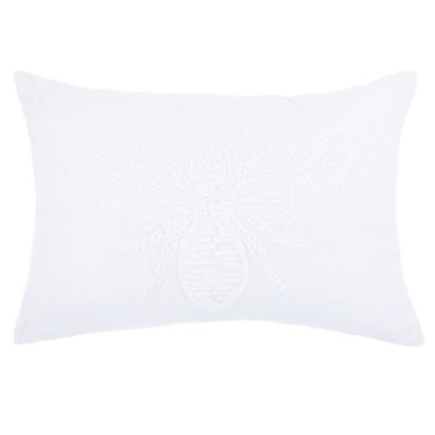 Bee &amp; Willow&trade; Bee Embroidered Oblong Throw Pillow in White