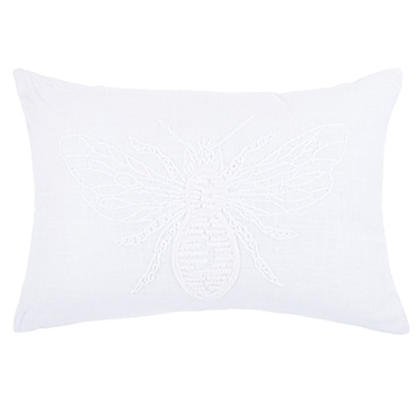 Bee &amp; Willow&trade; Bee Embroidered Oblong Throw Pillow in White. View a larger version of this product image.