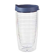 Simply Essential&trade; 16 oz. Clear Tumbler with Navy Lid