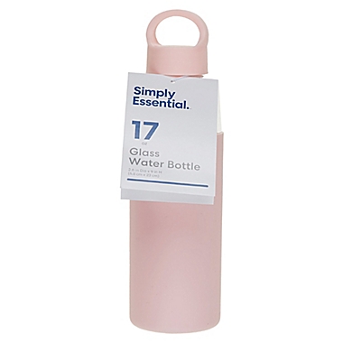 Simply Essential&trade; 16.9 oz. Glass Water Bottle in Pink. View a larger version of this product image.