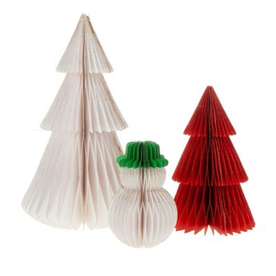 H for Happy&trade; 3-Piece Paper Christmas Trees and Snowman Ornaments Set
