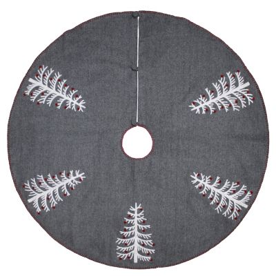 Bee & Willow&trade; Embroidered Holiday Tree Skirt in Grey/Red