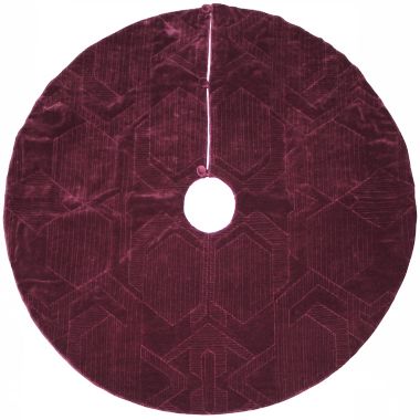 Quilted Christmas Tree Skirt in Burgundy. View a larger version of this product image.