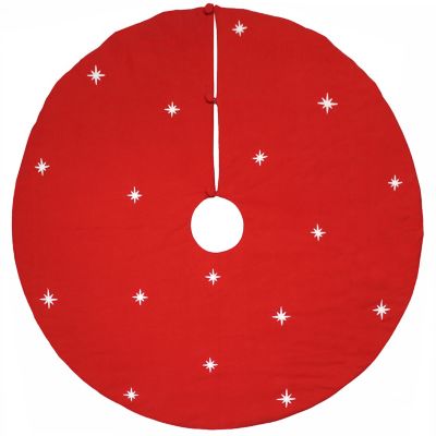 H for Happy&trade; White Stars Classic Holiday Tree Skirt in Red