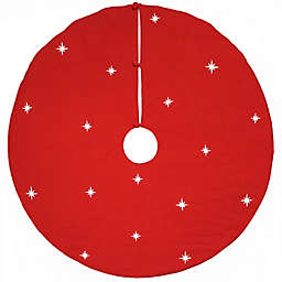 H for Happy™ White Stars Classic Holiday Tree Skirt in Red