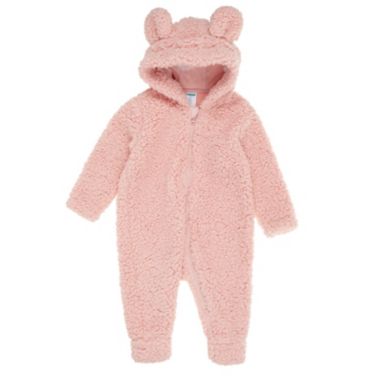 mighty goods&trade; Size 24M Zip-Up Teddy Sherpa Hooded Pram in Silver Pink. View a larger version of this product image.