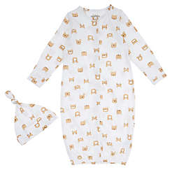 mighty goods™ Newborn 2-Piece Sleepgown and Hat Set in Tan Bears