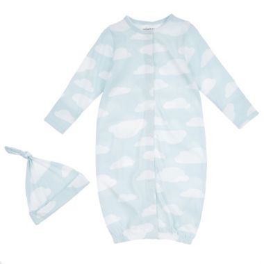 mighty goods&trade; Newborn 2-Piece Sleepgown and Hat Set in Blue Clouds. View a larger version of this product image.