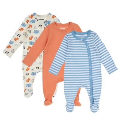 mighty goods&trade; Preemie 3-Pack Snap Front Footies in Orange Critter Combo
