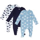 Alternate image 0 for mighty goods&trade; Size 3M 3-Pack Snap Front Footies in Navy Whale Combo