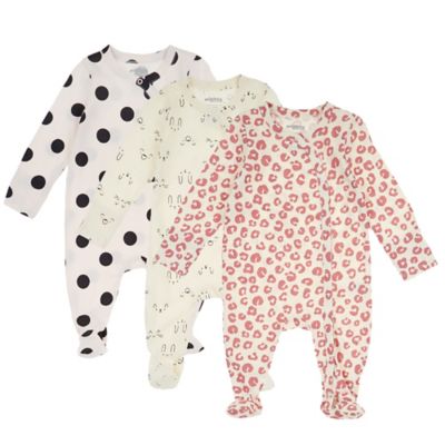 mighty goods&trade; Newborn 3-Pack Snap Front Footies in Pink Leopard Combo