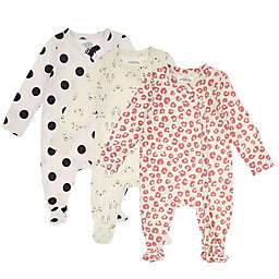 mighty goods™ Newborn 3-Pack Snap Front Footies in Pink Leopard Combo