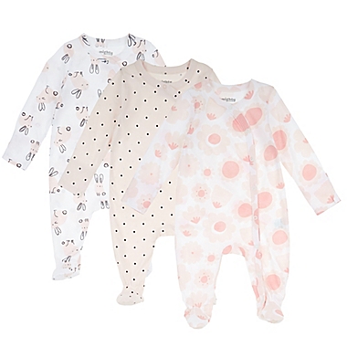 mighty goods&trade; Preemie 3-Pack Snap Front Footies in Rosewater Bunny Combo. View a larger version of this product image.