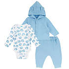 Alternate image 0 for mighty goods&trade; Size 3M 3-Piece Hooded Knit Set in Blue Dusk Teddy