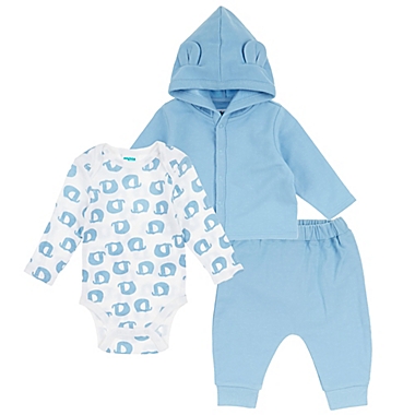 mighty goods&trade; Size 3M 3-Piece Hooded Knit Set in Blue Dusk Teddy. View a larger version of this product image.