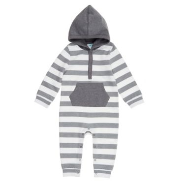 mighty goods&trade; Size 12M Hooded Coverall in Grey Tradewinds Stripe. View a larger version of this product image.