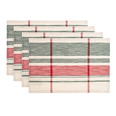 Bee & Willow&trade; Holiday Plaid Placemats in Green/Red (Set of 4). View a larger version of this product image.