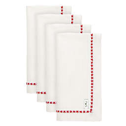 Bee & Willow™ Embroidered Snowflake Napkins in Coconut Milk/Red