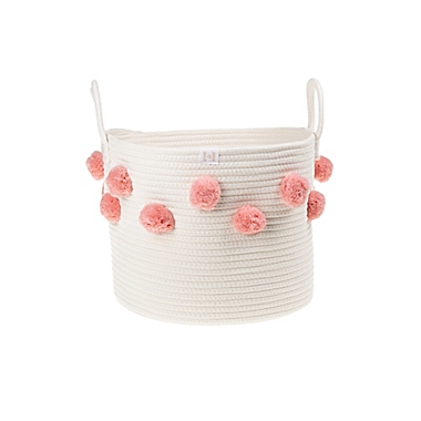 ever &amp; ever&trade; Pompom Rope Medium Storage Bin in Coconut Milk/Pink. View a larger version of this product image.