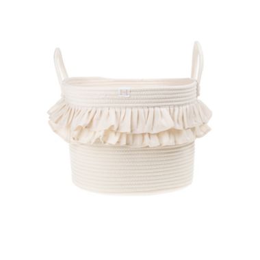 ever &amp; ever&trade; Medium Ruffle Rope Storage Bin in Coconut Milk. View a larger version of this product image.