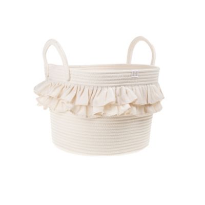 ever &amp; ever&trade; Medium Ruffle Rope Storage Bin in Coconut Milk