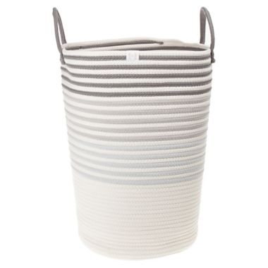 ever &amp; ever&trade; Striped Rope Hamper in Grey Highrise/Coconut Milk. View a larger version of this product image.