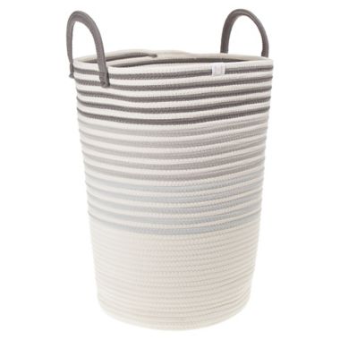 ever &amp; ever&trade; Striped Rope Hamper in Grey Highrise/Coconut Milk. View a larger version of this product image.