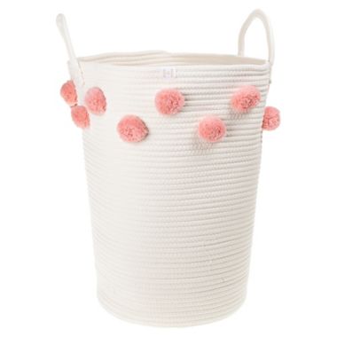 ever &amp; ever&trade; Pompom Rope Hamper in Coconut Milk/Pink Blossom. View a larger version of this product image.