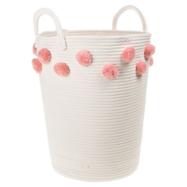 ever &amp; ever&trade; Pompom Rope Hamper in Coconut Milk/Pink Blossom. View a larger version of this product image.