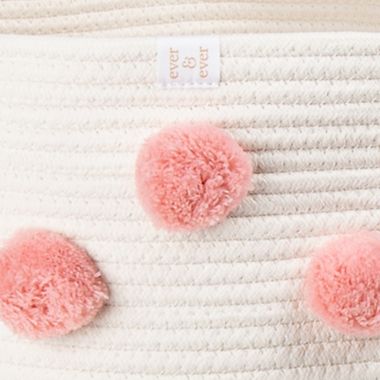 ever &amp; ever&trade; Pompom Rope Hamper in Coconut Milk/Pink Blossom. View a larger version of this product image.