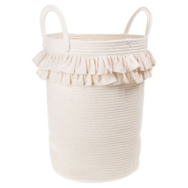 ever &amp; ever&trade; Ruffle Rope Laundry Hamper in Coconut Milk. View a larger version of this product image.