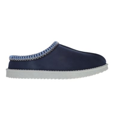Nestwell&trade; Men's Small Suede Fur Memory Foam Slippers in Navy. View a larger version of this product image.