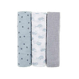 ever & ever™ 3-Pack Whale Muslin Swaddle Blankets in Blue