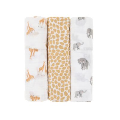 ever &amp; ever&trade; 3-Pack Safari Muslin Swaddle Blankets in White
