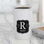 Black & White Buffalo Check 16 oz. Personalized Latte Mug in White