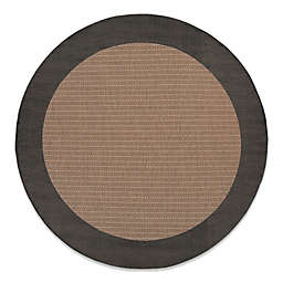 Couristan® 7'6 Round Checkered Field  Indoor/Outdoor Rug in Cocoa/Black