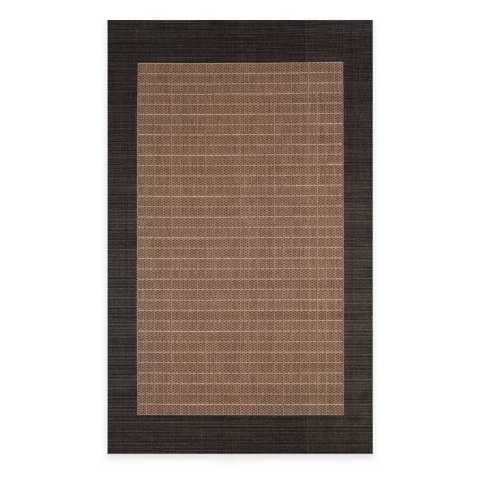 Couristan® Checkered Field Indoor/Outdoor Rug in Cocoa/Black Bed Bath