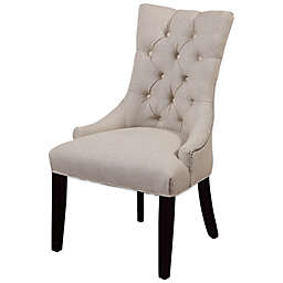 Bassett Mirror Company Fortnum Linen Tufted Nailhead Parsons Dining Chairs (Set of 2)