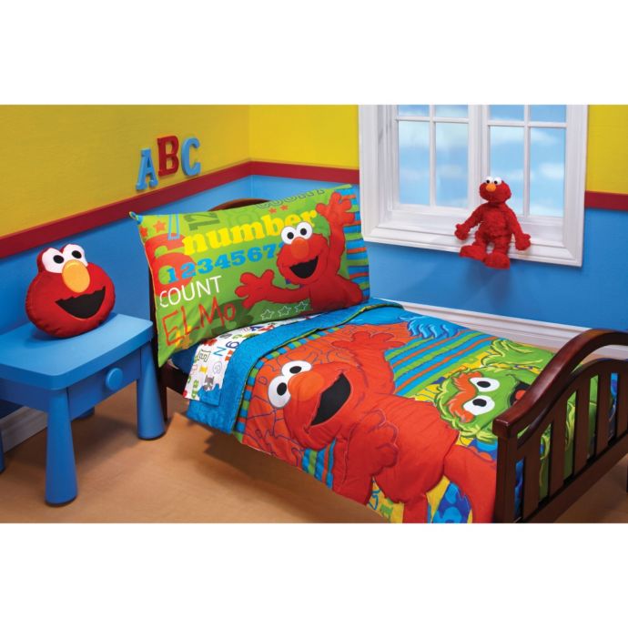 Sesame Street Abc 123 4 Piece Toddler Bedding Set Bed Bath