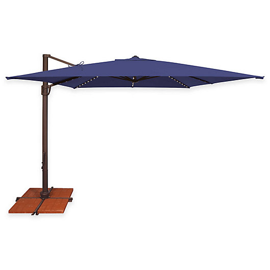 Alternate image 1 for SimplyShade® Bali Pro 10-Foot Square Cantilever Aluminum Umbrella with Star Lights