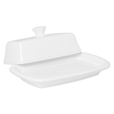 Fiesta&reg; Extra-Large Covered Butter Dish in White. View a larger version of this product image.