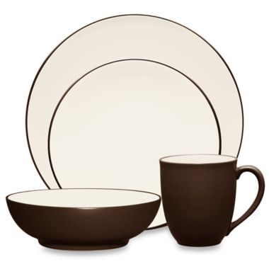Noritake&reg; Colorwave Coupe 4-Piece Round Place Setting in Chocolate. View a larger version of this product image.