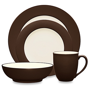 Noritake&reg; Colorwave Rim 4-Piece Place Setting in Chocolate. View a larger version of this product image.