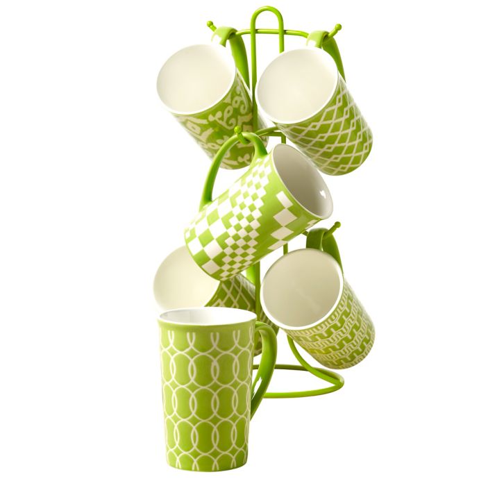 Tabletops Unlimited® 7Piece Mug Tree Set in Lime Bed Bath & Beyond